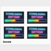 Neon Verjaardagscomputer Downloadbalk Rechthoekige Sticker (Vel)