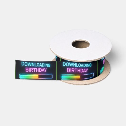 Neon Verjaardagscomputer Downloadbalk Satijnen Lint (Spoel)