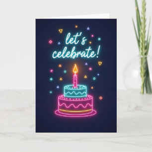 Neon Verjaardagstaartkaart Kaart