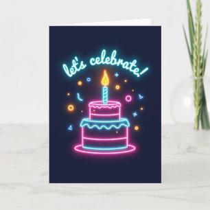 Neon Verjaardagstaartkaart Kaart