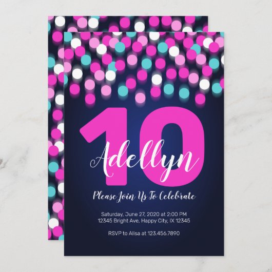 Neon verjaardagsuitnodiging Glow in het donker uit Kaart (Voorkant / Achterkant)