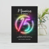 Neon Verjaardagsuitnodiging voor Meisje 15e Verjaa Kaart (Staand voorkant)