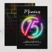 Neon Verjaardagsuitnodiging voor Meisje 15e Verjaa Kaart (Voorkant / Achterkant)