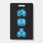 Neon verjaardagsuitnodiging voor videogames voor e badge (Achterkant)