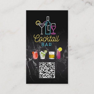 Neon Verlichte Cocktails   QR Code Visitekaartje