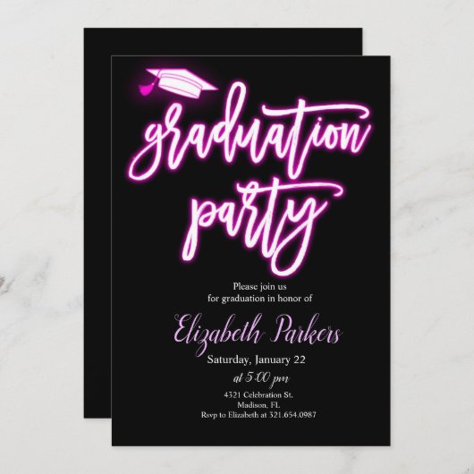 Neon Verpleegkundige Afstudeerfeest Kaart (Voorkant / Achterkant)