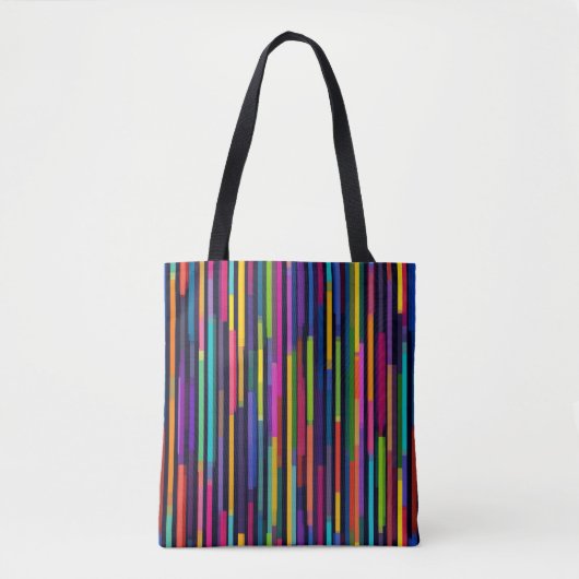 Neon Verticaal Streeppatroon Tote Bag (Voorkant)