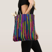 Neon Verticaal Streeppatroon Tote Bag (Dichtbij)