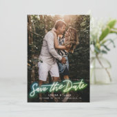 Neon Vertical Photo Save the Date Kaart (Staand voorkant)
