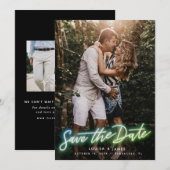 Neon Vertical Photo Save the Date Kaart (Voorkant / Achterkant)