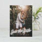 Neon Vertical Photo Save the Date Kaart (Staand voorkant)
