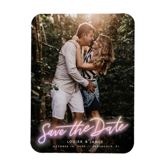 Neon Vertical Photo Save the Date Magnet Magneet (Verticaal)