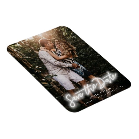Neon Vertical Photo Save the Date Magnet Magneet (Rechterzijde)