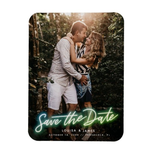 Neon Vertical Photo Save the Date Magnet Magneet (Verticaal)