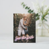 Neon Verticale Foto Opslaan van de datum Briefkaar Briefkaart (Staand voorkant)