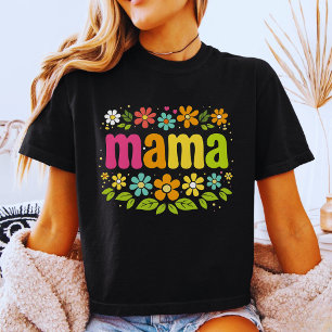Neon Vervuild Mama Bloemige Geruite Retro T-shirt