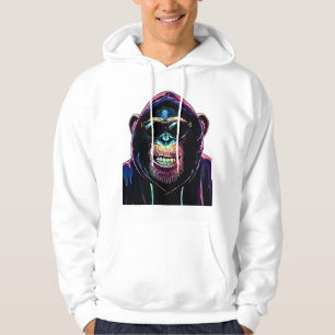 Neon Vibe – Stijlvolle Chimpansee in Hoodie en Zon