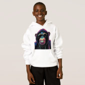 Neon Vibe – Stylish Chimpanzee in Hoodie and Sungl (Voorkant volledig)