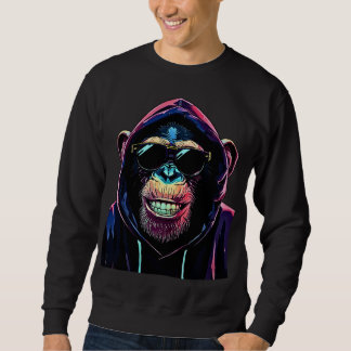 Neon Vibe – Stylish Chimpanzee in Hoodie and Sungl Trui