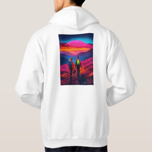 Neon Vibes Mountain Hike Hoodies voor Koppels - St (Achterkant)
