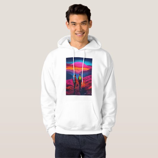 Neon Vibes Mountain Hike Hoodies voor Koppels - St (Voorkant volledig)