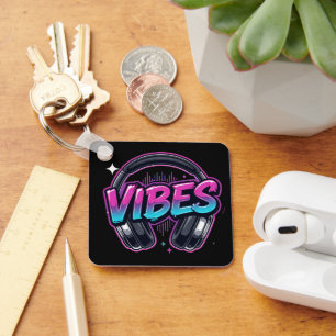 Neon Vibes Muziek Hoofdtelefoon Cyberpunk Acrylic Sleutelhanger