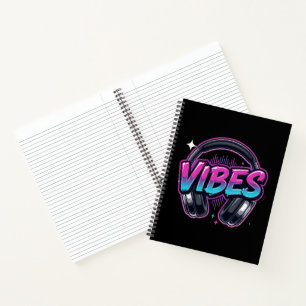 Neon Vibes Muzieksnoeren Cyberpunk Spiraal Notitieboek