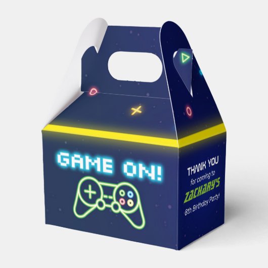 Neon Video Game Arcade Birthday Party Favor Box Bedankdoosjes (Achterkant)