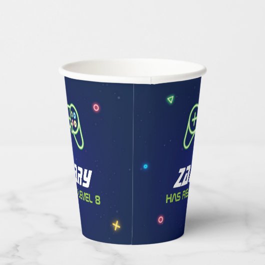 Neon Video Game Arcade Birthday Party Paper Cup Papieren Bekers (Rechts)