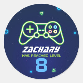 Neon Video Game Arcade Birthday Party Sticker