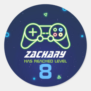 Neon Video Game Arcade Birthday Party Sticker