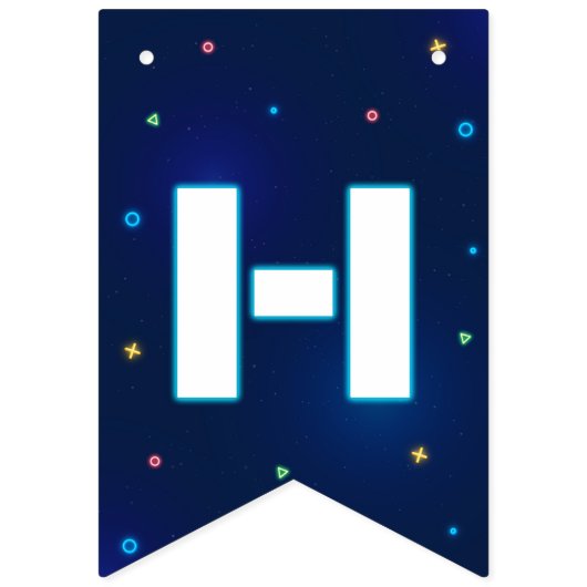 Neon Video Game Arcade Happy Birthday Vlaggetjes (Tweede vlag)