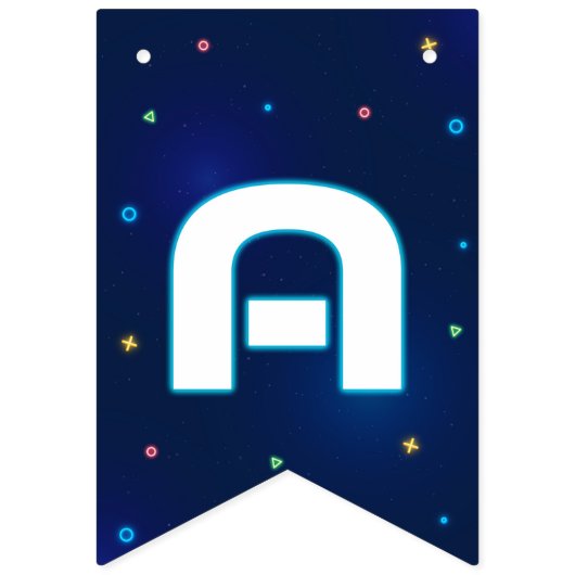 Neon Video Game Arcade Happy Birthday Vlaggetjes (Derde vlag)