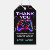 Neon Video Game Arcade Verjaardag Dank u Cadeaulabel (Voorkant)