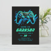 Neon Video Game Gamer Verjaardag Kaart (Staand voorkant)