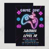 Neon Video Game Truck Arcade Birthday Uitnodiging (Voorkant / Achterkant)