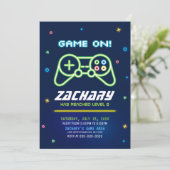Neon Video Game Truck Arcade Birthday Uitnodiging (Staand voorkant)