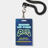 Neon videogame arcadefeest VIP-badge Badge (Voorzijde met lanyard)