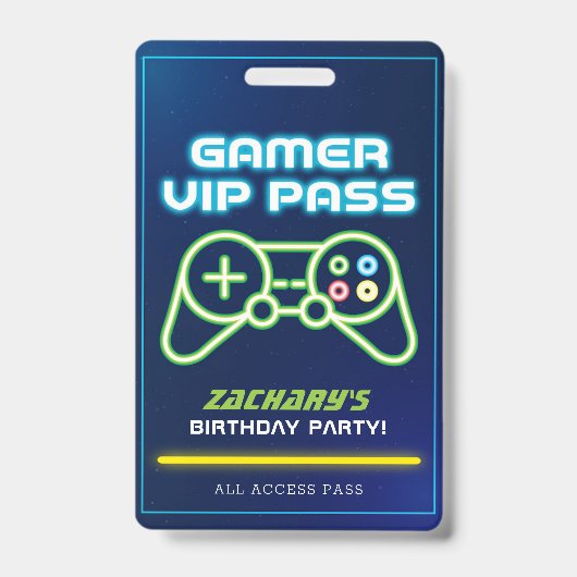 Neon videogame arcadefeest VIP-badge Badge (Voorzijde)