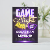 Neon Videogame Verjaardagsfeestje Leuk Gamen Kaart (Staand voorkant)