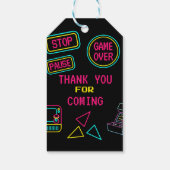 Neon Videogames arcadehallen verjaardag elk jaar Cadeaulabel (Achterkant)