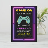 Neon Videospel Verjaardagsuitnodiging Kaart (Staand voorkant)