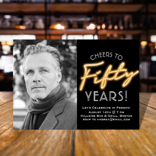 Neon Vijftig Jaar Foto Uitnodiging