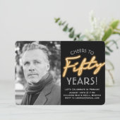 Neon Vijftig Jaar Foto Uitnodiging (Staand voorkant)