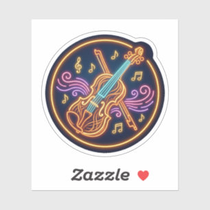 Neon Viool Klassieke Muziek Glow Kunst Sticker