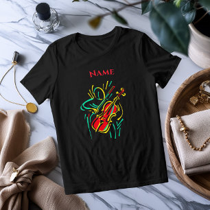 Neon Viool Lijn Kunst Leuke Muzikale T-Shirt Ont