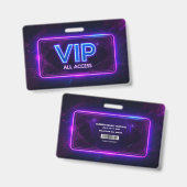 Neon VIP All Access Badge  (Voor- en achterkant)