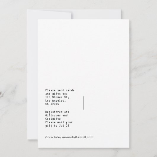 Neon Virtual Shower-uitnodiging Kaart (Achterkant)