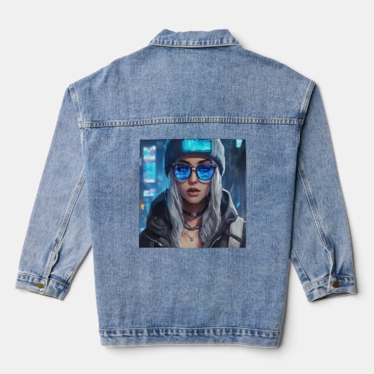 Neon Virtuoso: De raadselachtige allure van een cy Denim Jacket (Achterkant)