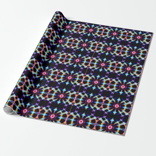 Neon Vlammende Kaleidoscoop Cadeaupapier (Uitgerold)